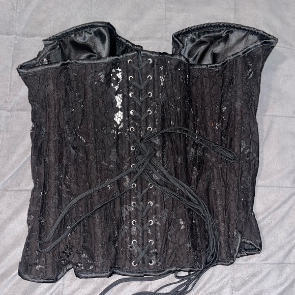 Daisy Corsets Top Drawer Black Underwire Sheer Lace Steel Boned Corset 4X NEW - Picture 5 of 7